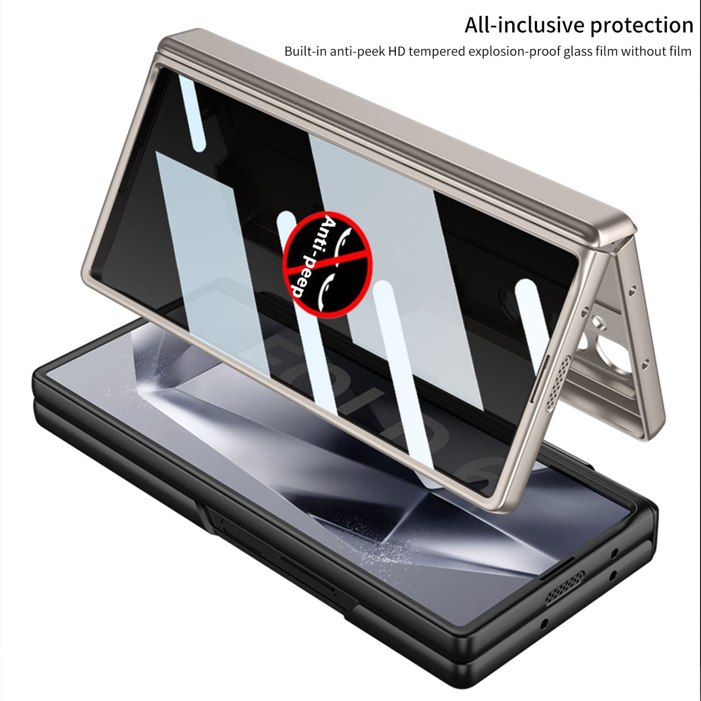 MagnaGuard Magnetic Hinge Hidden Bracket Case for Galaxy Z Fold 7/6/5/4 - with Anti-Peep Screen Protector