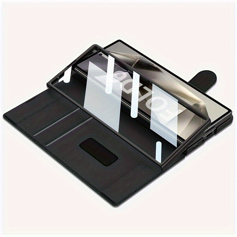 Z Fold 7, 6 One-Piece Flip Cover with Card Strap & Pen Holder