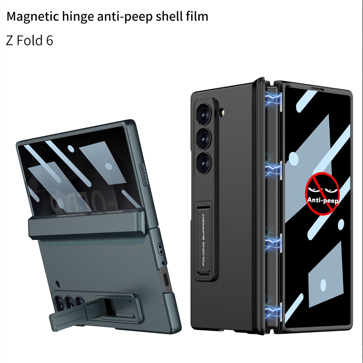 MagnaGuard Magnetic Hinge Hidden Bracket Case for Galaxy Z Fold 6/5/4 - with Anti-Peep Screen Protector