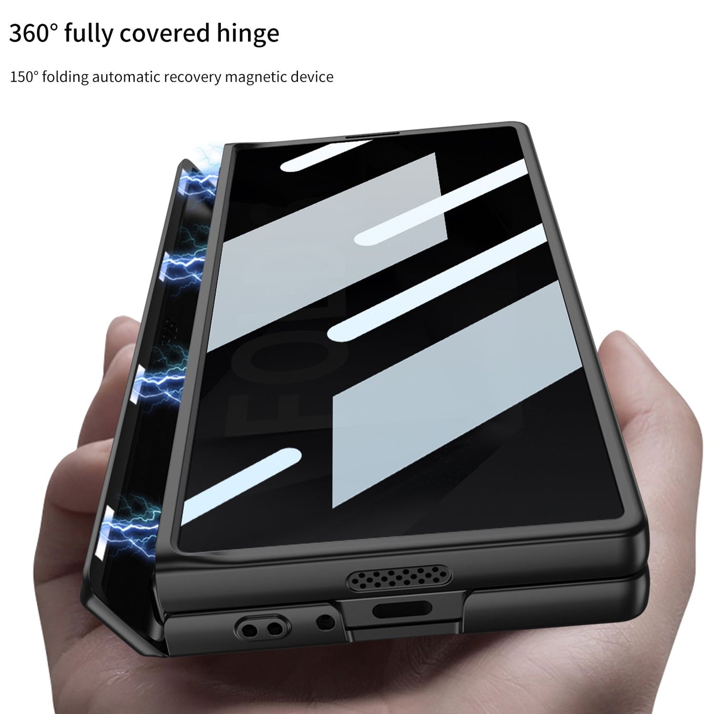 MagnaGuard Magnetic Hinge Hidden Bracket Case for Galaxy Z Fold 6/5/4 - with Anti-Peep Screen Protector