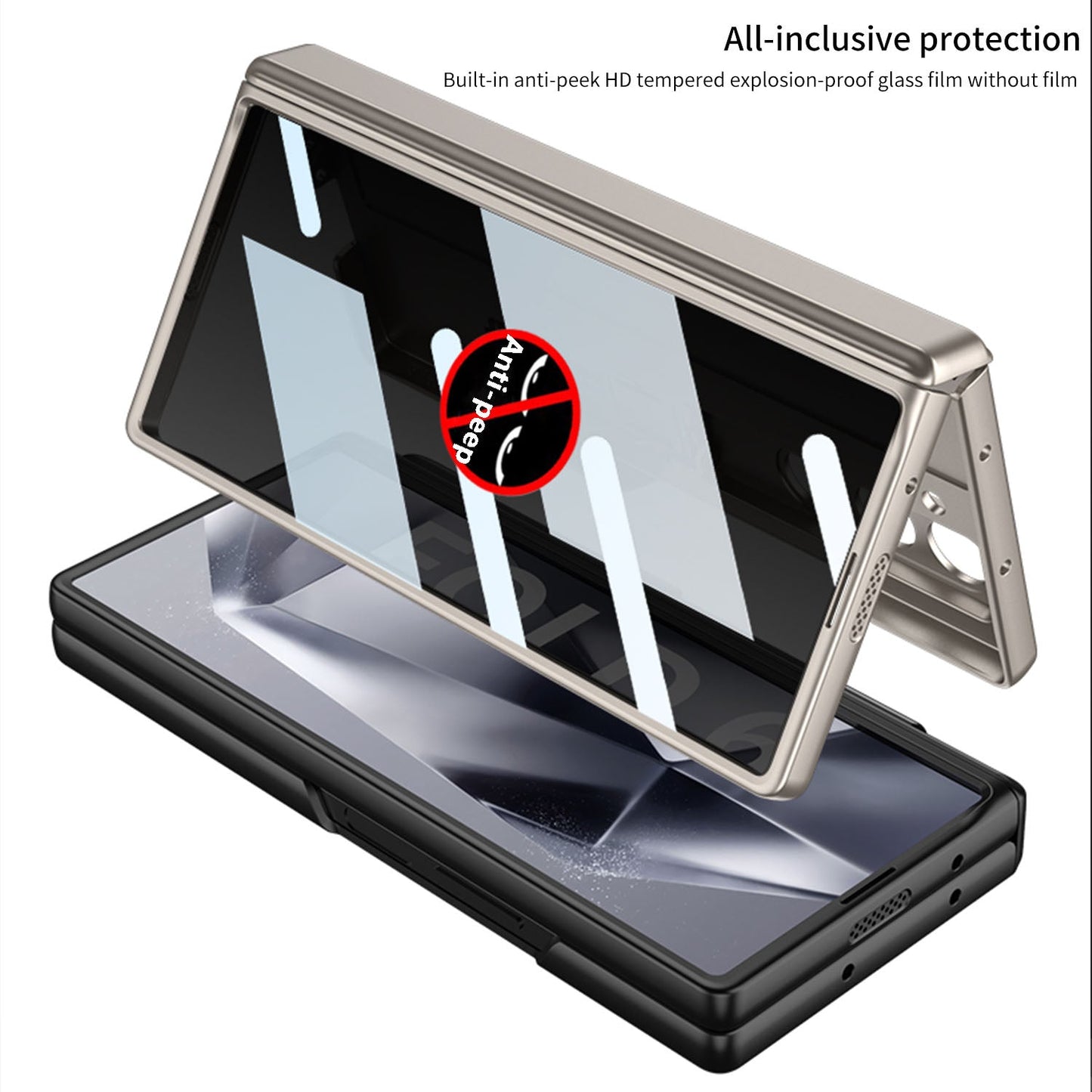 MagnaGuard Magnetic Hinge Hidden Bracket Case for Galaxy Z Fold 6/5/4 - with Anti-Peep Screen Protector