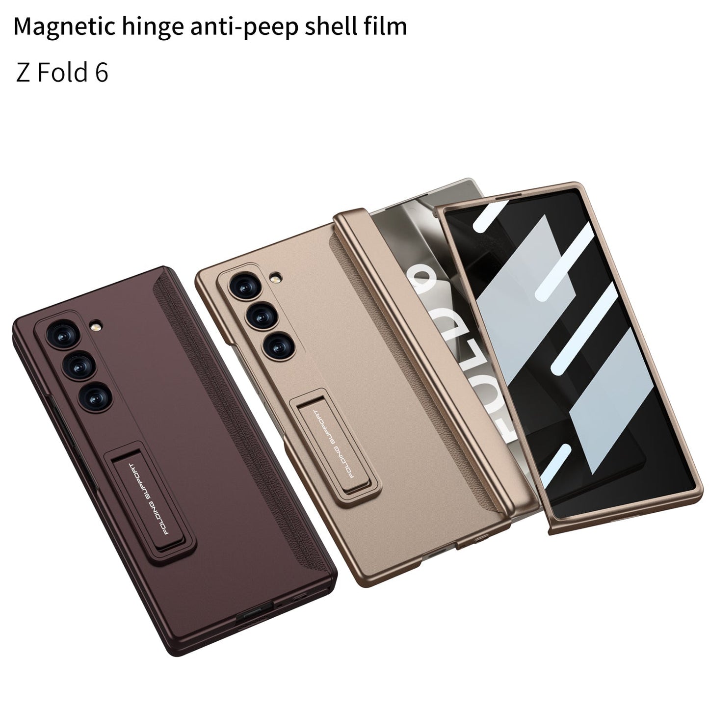 MagnaGuard Magnetic Hinge Hidden Bracket Case for Galaxy Z Fold 6/5/4 - with Anti-Peep Screen Protector