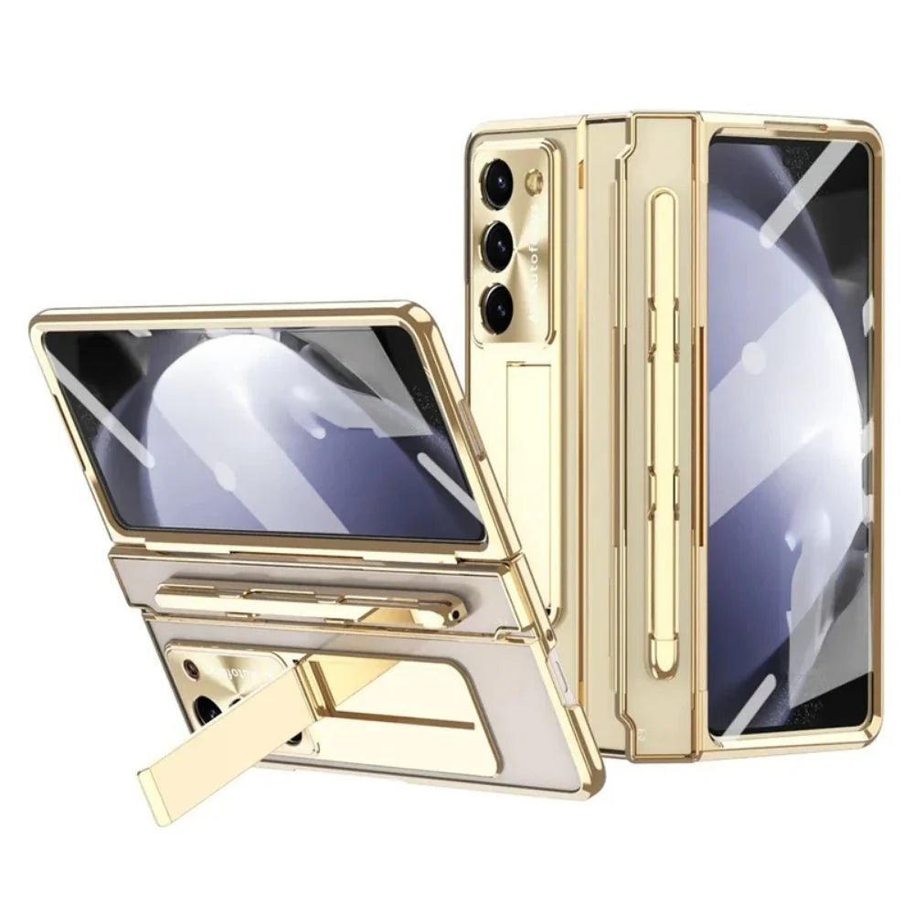 Electroplating Transparent Hard Case with Bracket & Screen Protector For Z Fold Series
