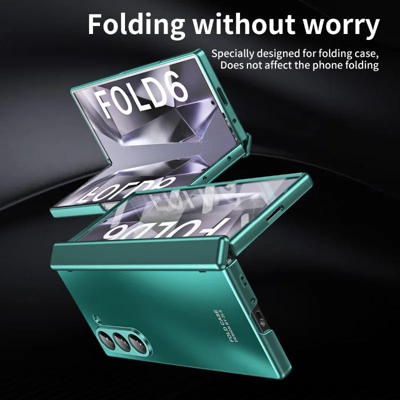 Z Fold 6 Electroplated Hard Shell Case with Hinge Protection