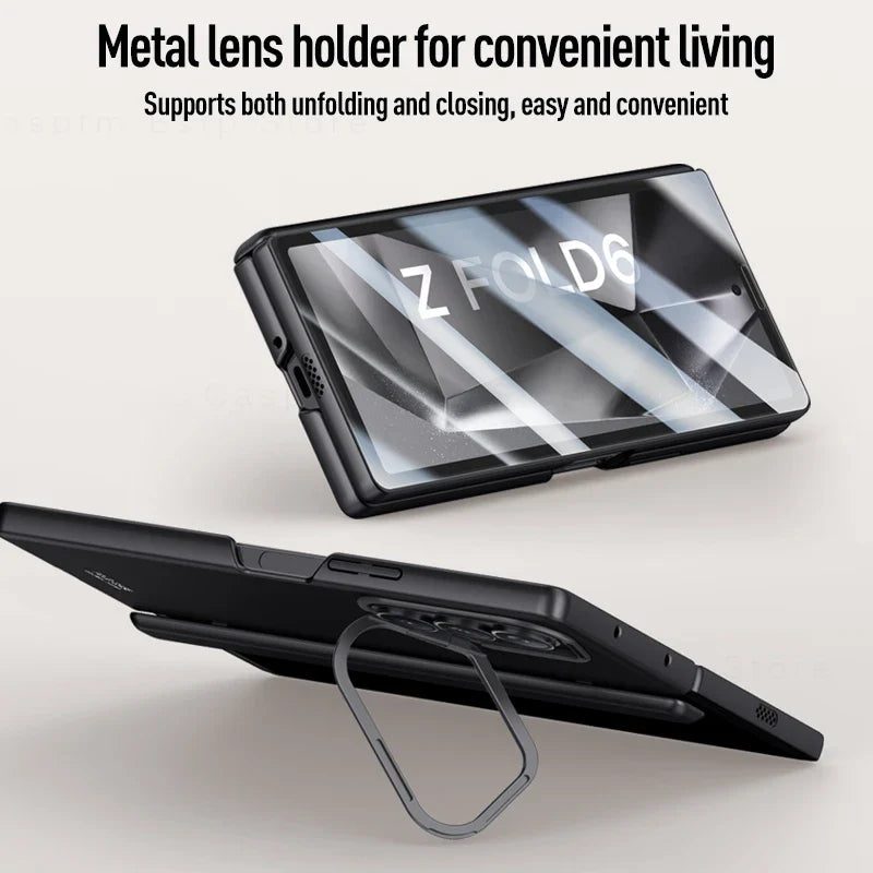 Z Fold 6 Magnetic Folding Shockproof Armor Case with Lens Holder