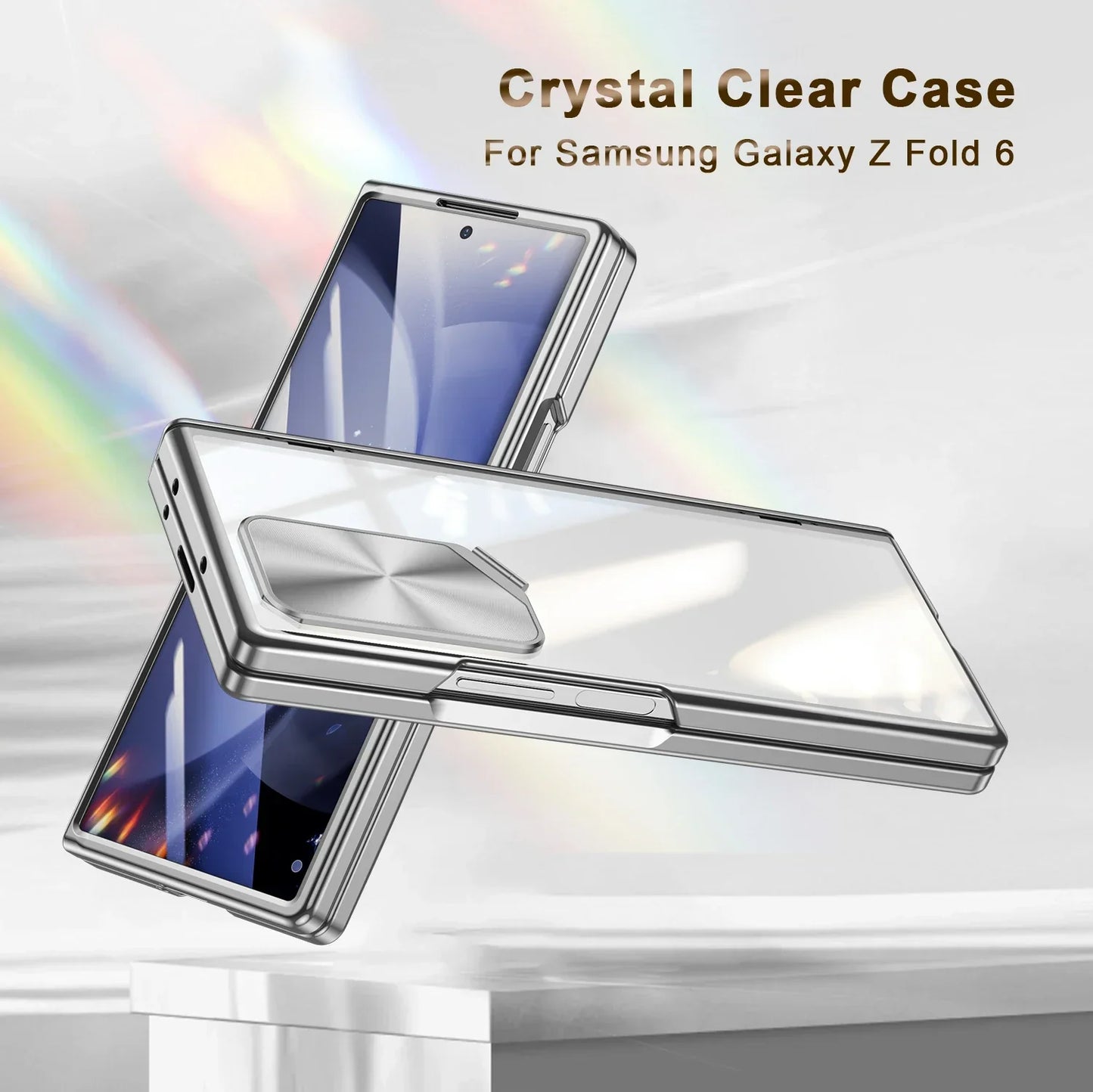 Z Fold 6 Slim Clear Case with Camera Stand & Full Hinge Protection