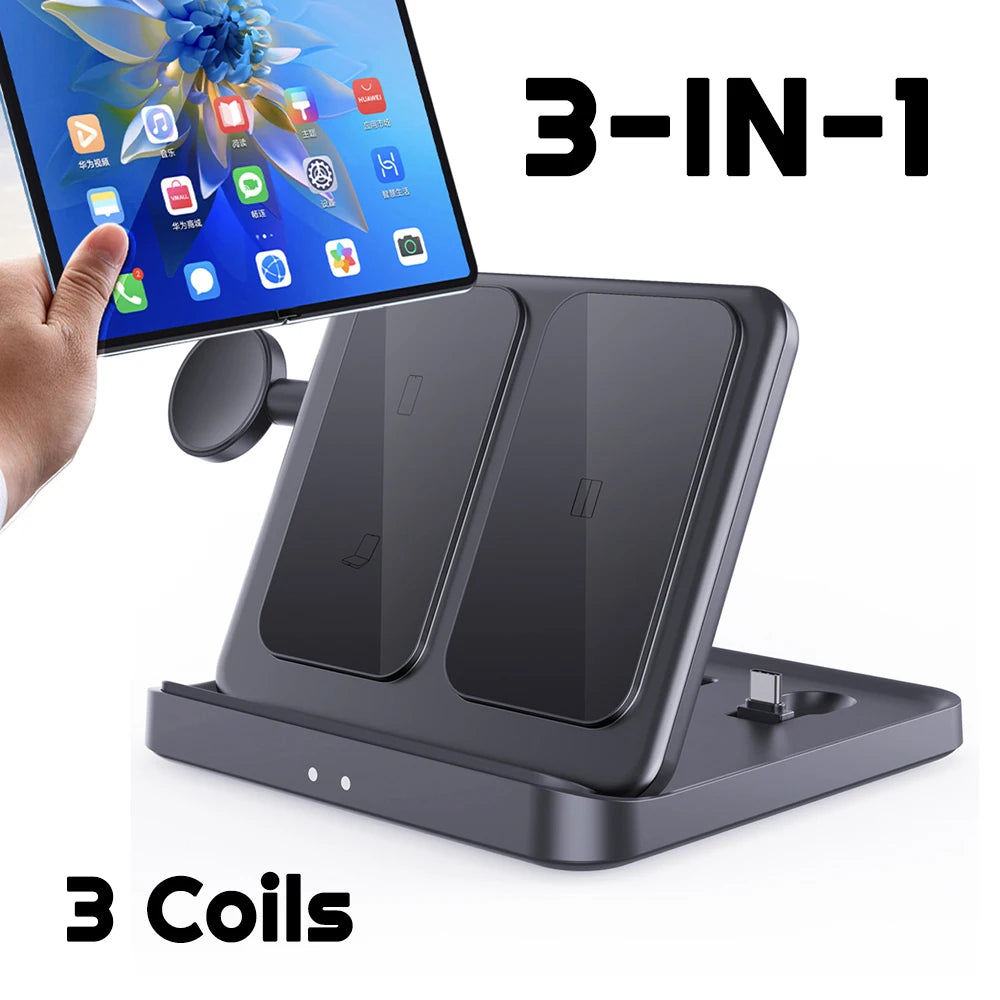 3-in-1 Wireless Charging Desk Stand for Galaxy Z Fold 5, Galaxy Watch & Buds - Fast Charging Holder