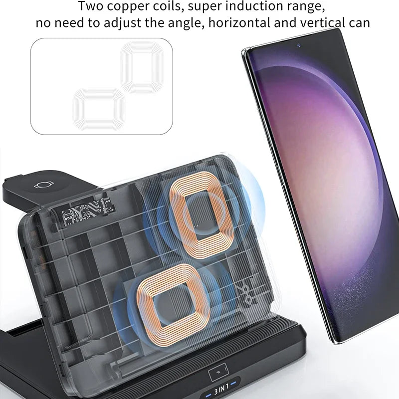 Foldable Multi-Device 15W Fast Wireless Charger Stand for Galaxy Z Fold 5